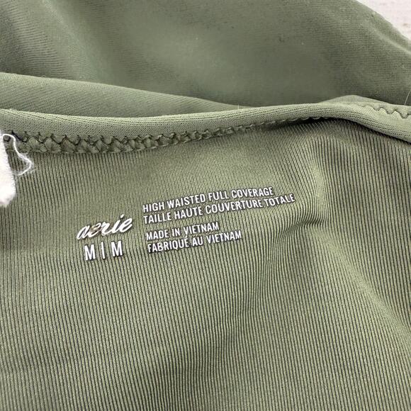 Aerie Aerie High Waisted Bikini Bottom Olive Fun Size Medium - Picture 2 of 4